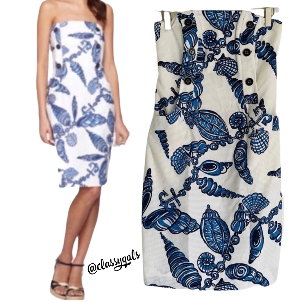 LILLY PULITZER Strapless Dress Fallin In Love Jacquard Vanna Shell Dress